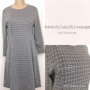 Beachlunchlounge Black and White Check Skye Fit and Flare Dress Large NWT